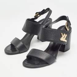 Louis Vuitton Black Leather Horizon Slingback Sandals Size 39