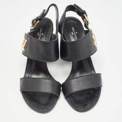 Louis Vuitton Black Leather Horizon Slingback Sandals Size 39