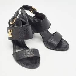 Louis Vuitton Black Leather Horizon Slingback Sandals Size 39