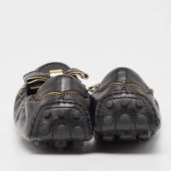 Pre Owned Louis Vuitton Black Leather Bow Tempting Scrunch Loafers Size 38.5 