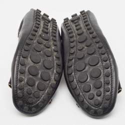 Pre Owned Louis Vuitton Black Leather Bow Tempting Scrunch Loafers Size 38.5 