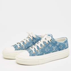 Pre Owned Louis Vuitton Blue Monogram Denim Stellar Sneakers Size 38.5 