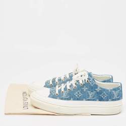 Pre Owned Louis Vuitton Blue Monogram Denim Stellar Sneakers Size 38.5 