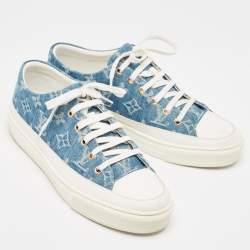 Pre Owned Louis Vuitton Blue Monogram Denim Stellar Sneakers Size 38.5 