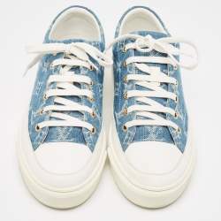 Pre Owned Louis Vuitton Blue Monogram Denim Stellar Sneakers Size 38.5 