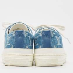 Pre Owned Louis Vuitton Blue Monogram Denim Stellar Sneakers Size 38.5 
