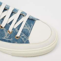 Pre Owned Louis Vuitton Blue Monogram Denim Stellar Sneakers Size 38.5 