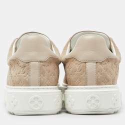 Louis Vuitton Beige Monogram Suede Time Out Low Top Sneakers Size 40
