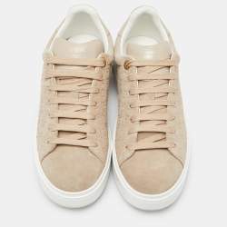 Louis Vuitton Beige Monogram Suede Time Out Low Top Sneakers Size 40
