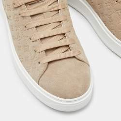 Louis Vuitton Beige Monogram Suede Time Out Low Top Sneakers Size 40