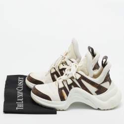 Louis Vuitton White/Brown Nylon and  Leather Archlight Sneakers Size 38.5