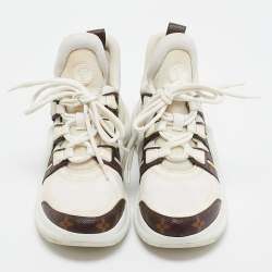 Louis Vuitton White/Brown Nylon and  Leather Archlight Sneakers Size 38.5