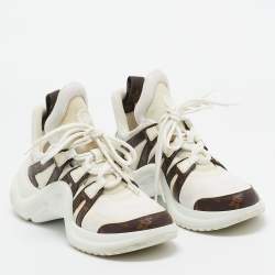 Louis Vuitton White/Brown Nylon and  Leather Archlight Sneakers Size 38.5