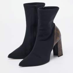 Louis Vuitton Black/Brown Monogram Canvas and Nylon Matchmake Boots Size 37