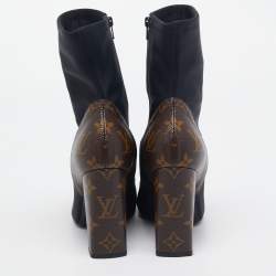 Louis Vuitton Black/Brown Monogram Canvas and Nylon Matchmake Boots Size 37