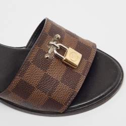 Pre Owned Louis Vuitton Brown Damier Ebene Canvas Lock It Sandals Size 36