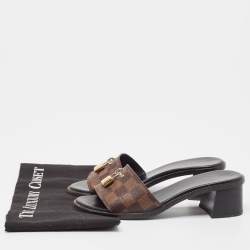 Pre Owned Louis Vuitton Brown Damier Ebene Canvas Lock It Sandals Size 36