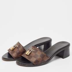 Pre Owned Louis Vuitton Brown Damier Ebene Canvas Lock It Sandals Size 36