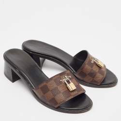 Pre Owned Louis Vuitton Brown Damier Ebene Canvas Lock It Sandals Size 36
