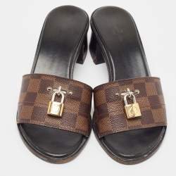 Pre Owned Louis Vuitton Brown Damier Ebene Canvas Lock It Sandals Size 36