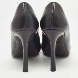 Louis Vuitton Black/Brown Leather and Studded Monogram Canvas Pointed Toe Pumps Size 36