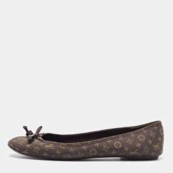 Pre Owned Louis Vuitton Brown Canvas Ballet Flats Size 40.5
