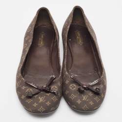 Pre Owned Louis Vuitton Brown Canvas Ballet Flats Size 40.5