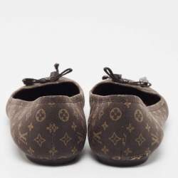 Pre Owned Louis Vuitton Brown Canvas Ballet Flats Size 40.5