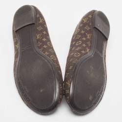 Pre Owned Louis Vuitton Brown Canvas Ballet Flats Size 40.5