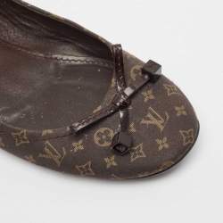 Pre Owned Louis Vuitton Brown Canvas Ballet Flats Size 40.5