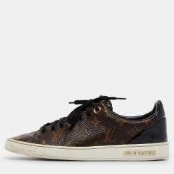 Louis Vuitton Brown/Black Monogram Canvas and  Leather Frontrow Sneakers Size 37.5