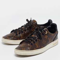 Louis Vuitton Brown/Black Monogram Canvas and  Leather Frontrow Sneakers Size 37.5