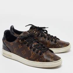 Louis Vuitton Brown/Black Monogram Canvas and  Leather Frontrow Sneakers Size 37.5