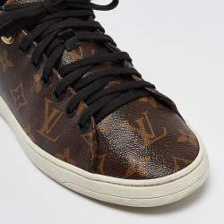 Louis Vuitton Brown/Black Monogram Canvas and  Leather Frontrow Sneakers Size 37.5