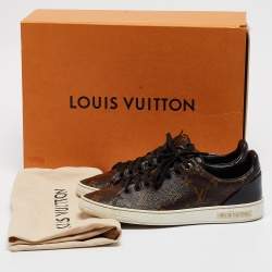 Louis Vuitton Brown/Black Monogram Canvas and  Leather Frontrow Sneakers Size 37.5