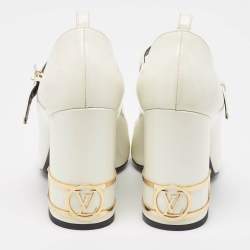 Pre Owned Louis Vuitton White Patent  Leather Bliss Multistrap Pumps Size 39