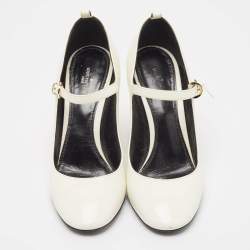 Pre Owned Louis Vuitton White Patent  Leather Bliss Multistrap Pumps Size 39