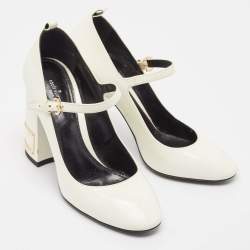 Pre Owned Louis Vuitton White Patent  Leather Bliss Multistrap Pumps Size 39