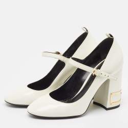 Pre Owned Louis Vuitton White Patent  Leather Bliss Multistrap Pumps Size 39