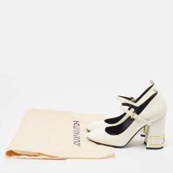 Pre Owned Louis Vuitton White Patent  Leather Bliss Multistrap Pumps Size 39