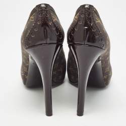 مملوكة مسبقًا Louis Vuitton Brown Monogram Canvas Peep Toe Pumps Size 35.5