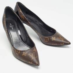 Louis Vuitton Brown/Black Monogram Canvas and Patent Chérie Pumps Size 38