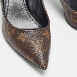 Louis Vuitton Brown/Black Monogram Canvas and Patent Chérie Pumps Size 38
