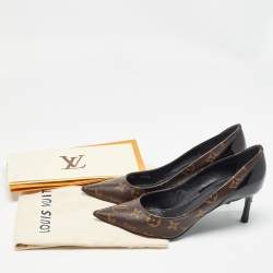 Louis Vuitton Brown/Black Monogram Canvas and Patent Chérie Pumps Size 38