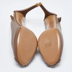 Pre Owned Louis Vuitton Beige Leather Slingback Sandals Size 39.5