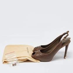 Pre Owned Louis Vuitton Beige Leather Slingback Sandals Size 39.5
