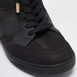 Louis Vuitton Black Leather And Suede Monogram Empreinte Wedge Sneakers Size 36