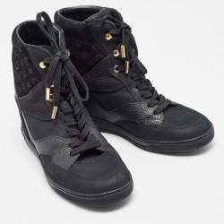 Louis Vuitton Black Suede and Leather Millenium Sneakers Size 35.5