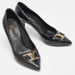 مملوكة مسبقًا Louis Vuitton Black Brushed Leather Candice Pumps Size 37