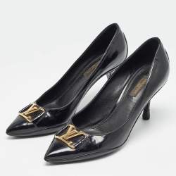 مملوكة مسبقًا Louis Vuitton Black Brushed Leather Candice Pumps Size 37